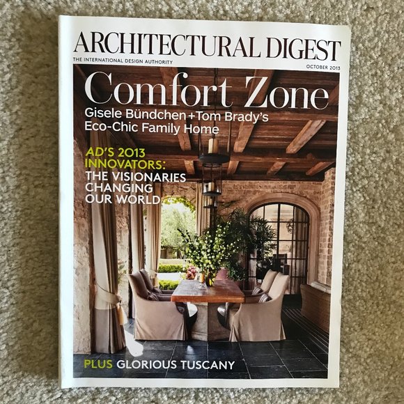 Architectural Digest October 2013 Tom Brady + Giselle - Picture 1 of 1